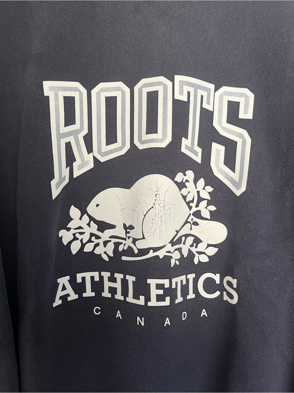 Roots Navy Crewneck with White Athletics Logo - Picture 2 of 4
